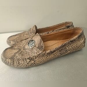 RALPH LAUREN Carley Womens Leather Snake Skin Print Slip On Loafers